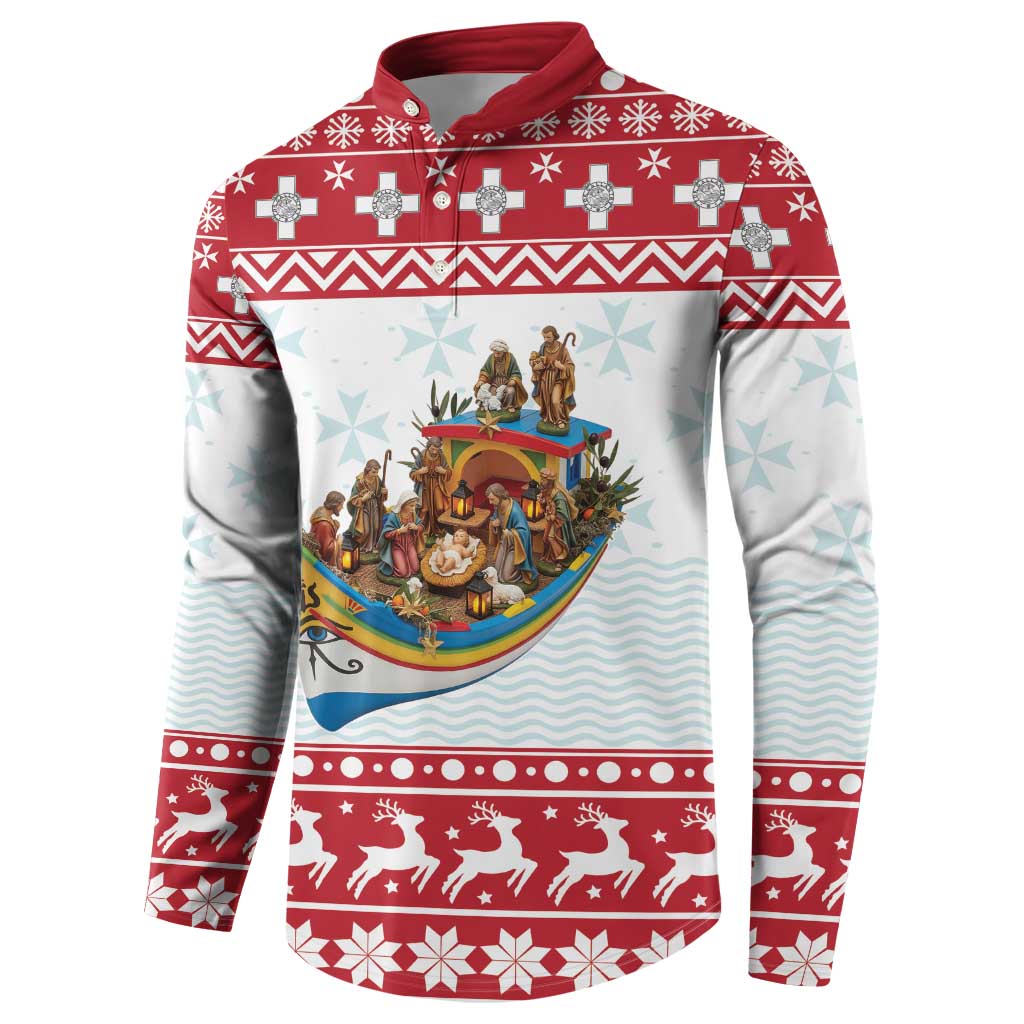 Malta Christmas Button Sweatshirt Presepju Nativity Scene on Luzzu Boat - Wonder Print Shop