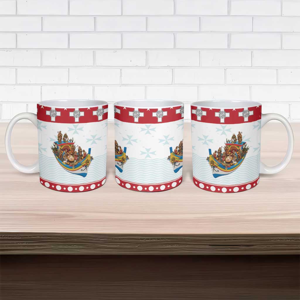 Malta Christmas Ceramic Mug Presepju Nativity Scene on Luzzu Boat - Wonder Print Shop