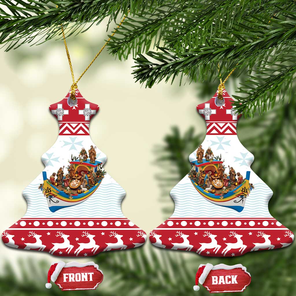 Malta Christmas Ceramic Ornament Presepju Nativity Scene on Luzzu Boat - Wonder Print Shop
