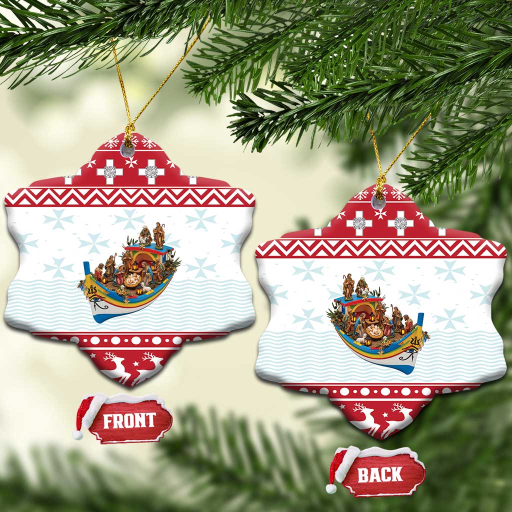 Malta Christmas Ceramic Ornament Presepju Nativity Scene on Luzzu Boat - Wonder Print Shop