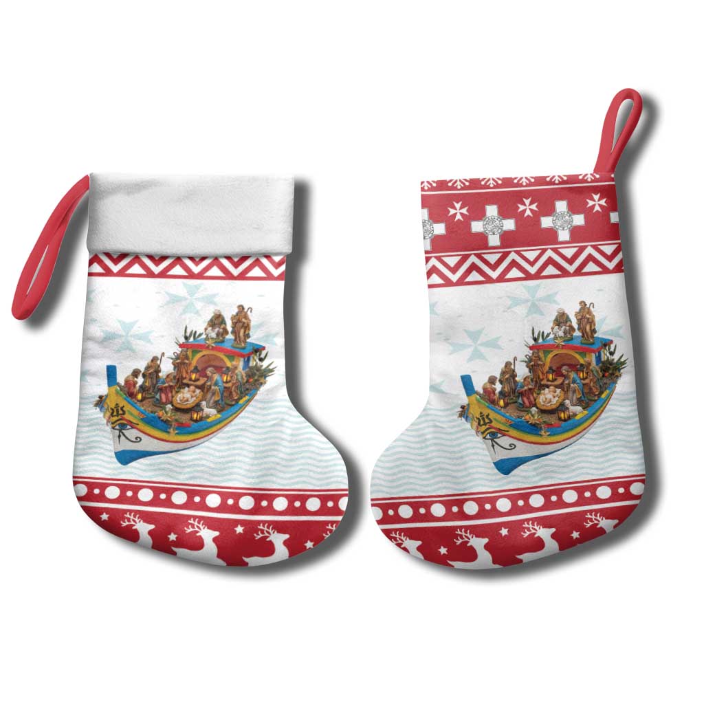 Malta Christmas Stocking Presepju Nativity Scene on Luzzu Boat - Wonder Print Shop
