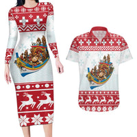Malta Christmas Couples Matching Long Sleeve Bodycon Dress and Hawaiian Shirt Presepju Nativity Scene on Luzzu Boat - Wonder Print Shop