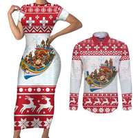 Malta Christmas Couples Matching Short Sleeve Bodycon Dress and Long Sleeve Button Shirt Presepju Nativity Scene on Luzzu Boat - Wonder Print Shop