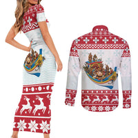 Malta Christmas Couples Matching Short Sleeve Bodycon Dress and Long Sleeve Button Shirt Presepju Nativity Scene on Luzzu Boat - Wonder Print Shop