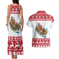 Malta Christmas Couples Matching Tank Maxi Dress and Hawaiian Shirt Presepju Nativity Scene on Luzzu Boat - Wonder Print Shop