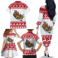 Malta Christmas Family Matching Off The Shoulder Long Sleeve Dress and Hawaiian Shirt Presepju Nativity Scene on Luzzu Boat - Wonder Print Shop