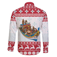 Malta Christmas Family Matching Off The Shoulder Long Sleeve Dress and Hawaiian Shirt Presepju Nativity Scene on Luzzu Boat - Wonder Print Shop