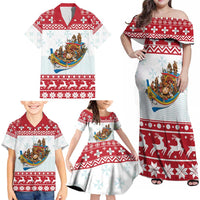 Malta Christmas Family Matching Off Shoulder Maxi Dress and Hawaiian Shirt Presepju Nativity Scene on Luzzu Boat - Wonder Print Shop