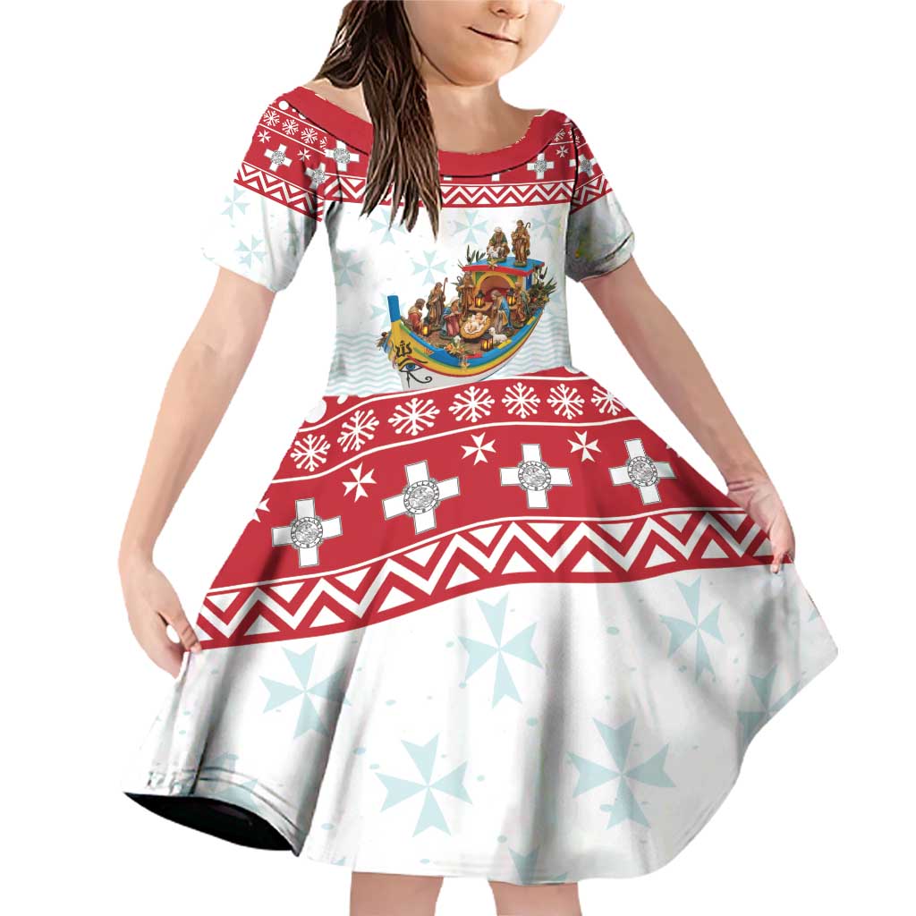 Malta Christmas Family Matching Off Shoulder Short Dress and Hawaiian Shirt Presepju Nativity Scene on Luzzu Boat - Wonder Print Shop