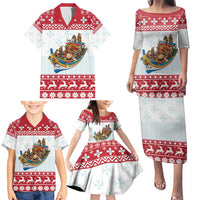 Malta Christmas Family Matching Puletasi and Hawaiian Shirt Presepju Nativity Scene on Luzzu Boat - Wonder Print Shop