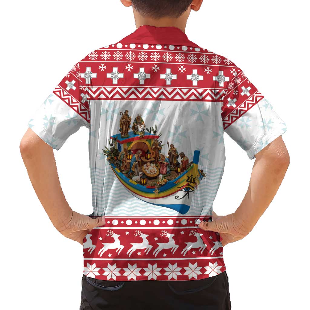 Malta Christmas Family Matching Short Sleeve Bodycon Dress and Hawaiian Shirt Presepju Nativity Scene on Luzzu Boat - Wonder Print Shop