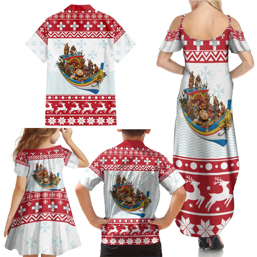 Malta Christmas Family Matching Summer Maxi Dress and Hawaiian Shirt Presepju Nativity Scene on Luzzu Boat - Wonder Print Shop