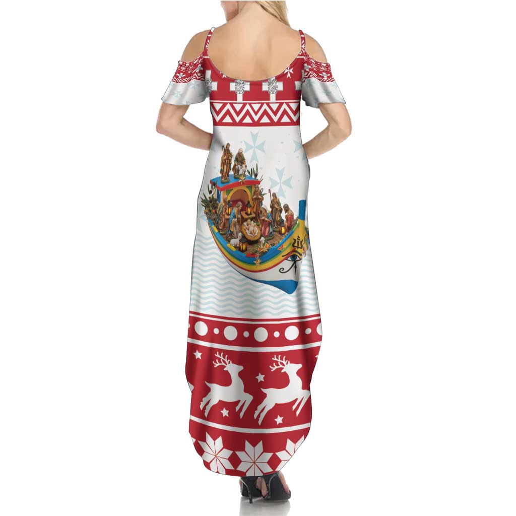 Malta Christmas Family Matching Summer Maxi Dress and Hawaiian Shirt Presepju Nativity Scene on Luzzu Boat - Wonder Print Shop
