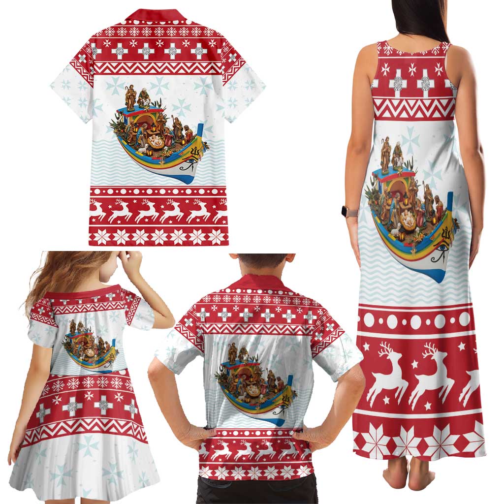 Malta Christmas Family Matching Tank Maxi Dress and Hawaiian Shirt Presepju Nativity Scene on Luzzu Boat - Wonder Print Shop