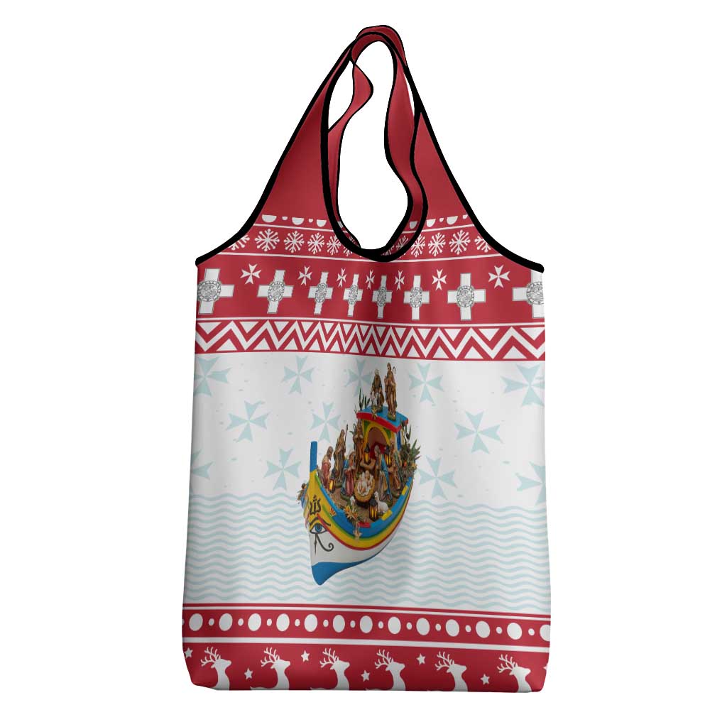 Malta Christmas Grocery Bag Presepju Nativity Scene on Luzzu Boat - Wonder Print Shop