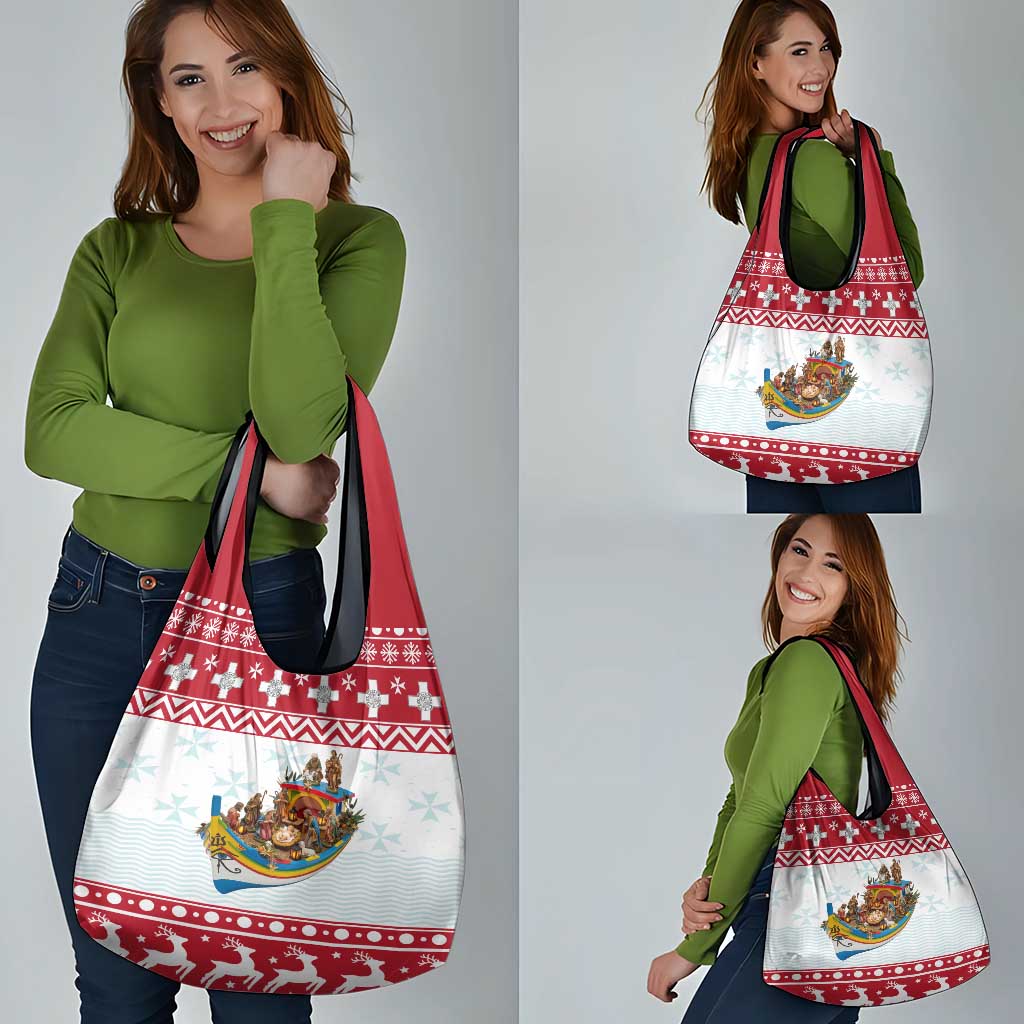 Malta Christmas Grocery Bag Presepju Nativity Scene on Luzzu Boat - Wonder Print Shop