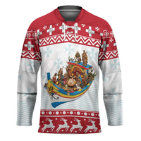 Malta Christmas Hockey Jersey Presepju Nativity Scene on Luzzu Boat - Wonder Print Shop