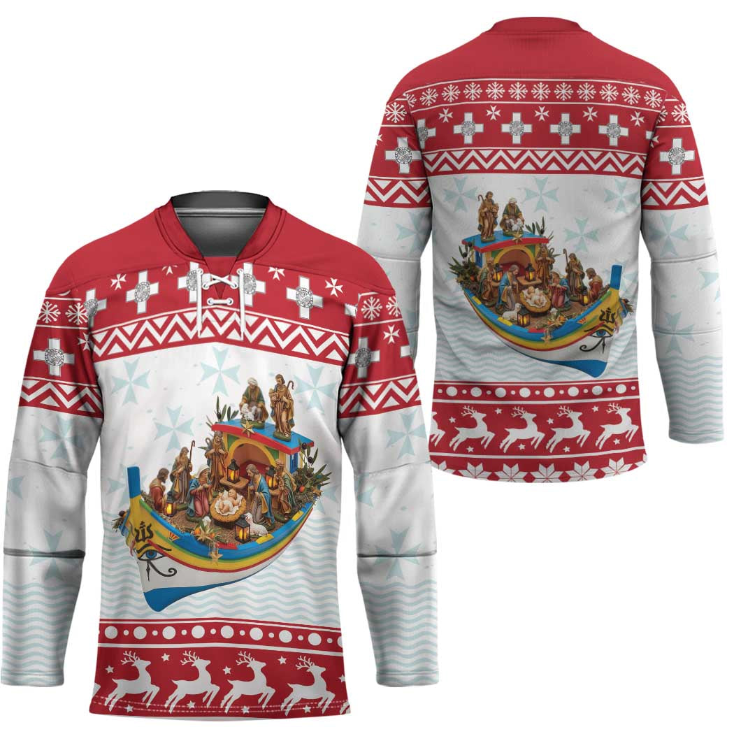 Malta Christmas Hockey Jersey Presepju Nativity Scene on Luzzu Boat - Wonder Print Shop