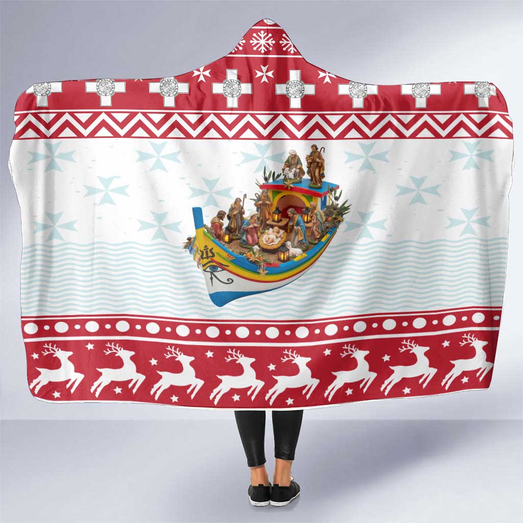 Malta Christmas Hooded Blanket Presepju Nativity Scene on Luzzu Boat - Wonder Print Shop
