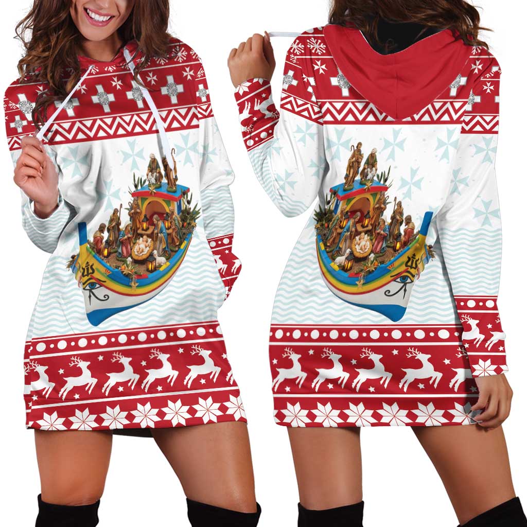 Malta Christmas Hoodie Dress Presepju Nativity Scene on Luzzu Boat - Wonder Print Shop