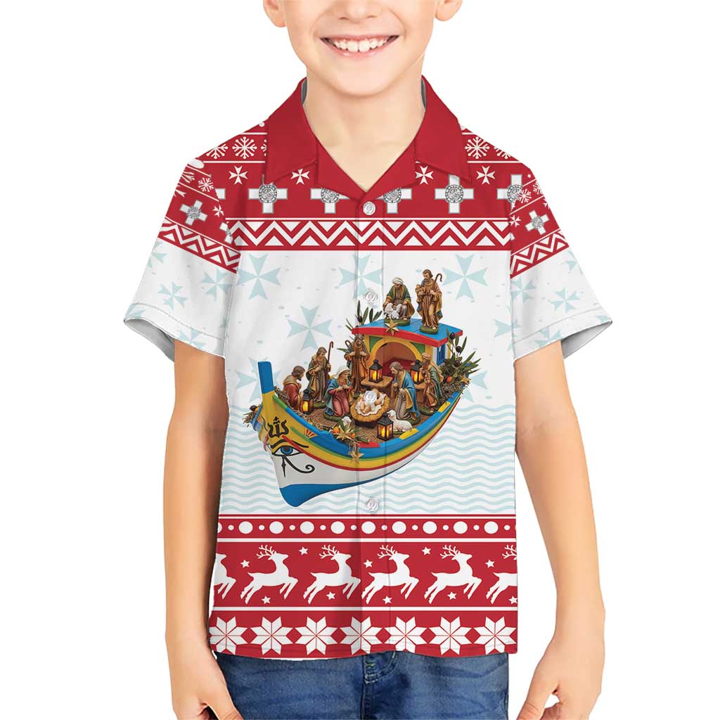Malta Christmas Kid Hawaiian Shirt Presepju Nativity Scene on Luzzu Boat - Wonder Print Shop