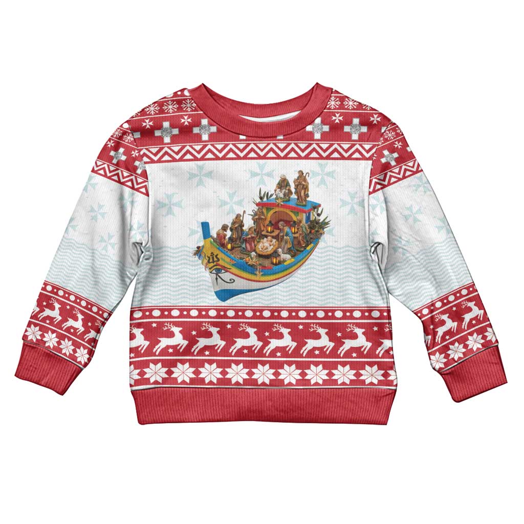 Malta Christmas Kid Ugly Christmas Sweater Presepju Nativity Scene on Luzzu Boat - Wonder Print Shop