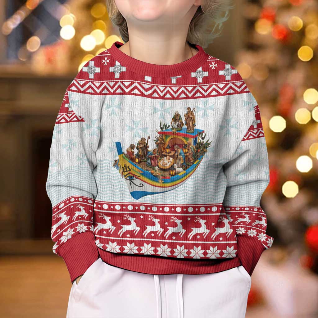 Malta Christmas Kid Ugly Christmas Sweater Presepju Nativity Scene on Luzzu Boat - Wonder Print Shop