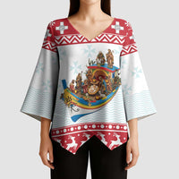 Malta Christmas Kimono Sleeve Blouse Presepju Nativity Scene on Luzzu Boat - Wonder Print Shop
