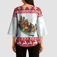 Malta Christmas Kimono Sleeve Blouse Presepju Nativity Scene on Luzzu Boat - Wonder Print Shop