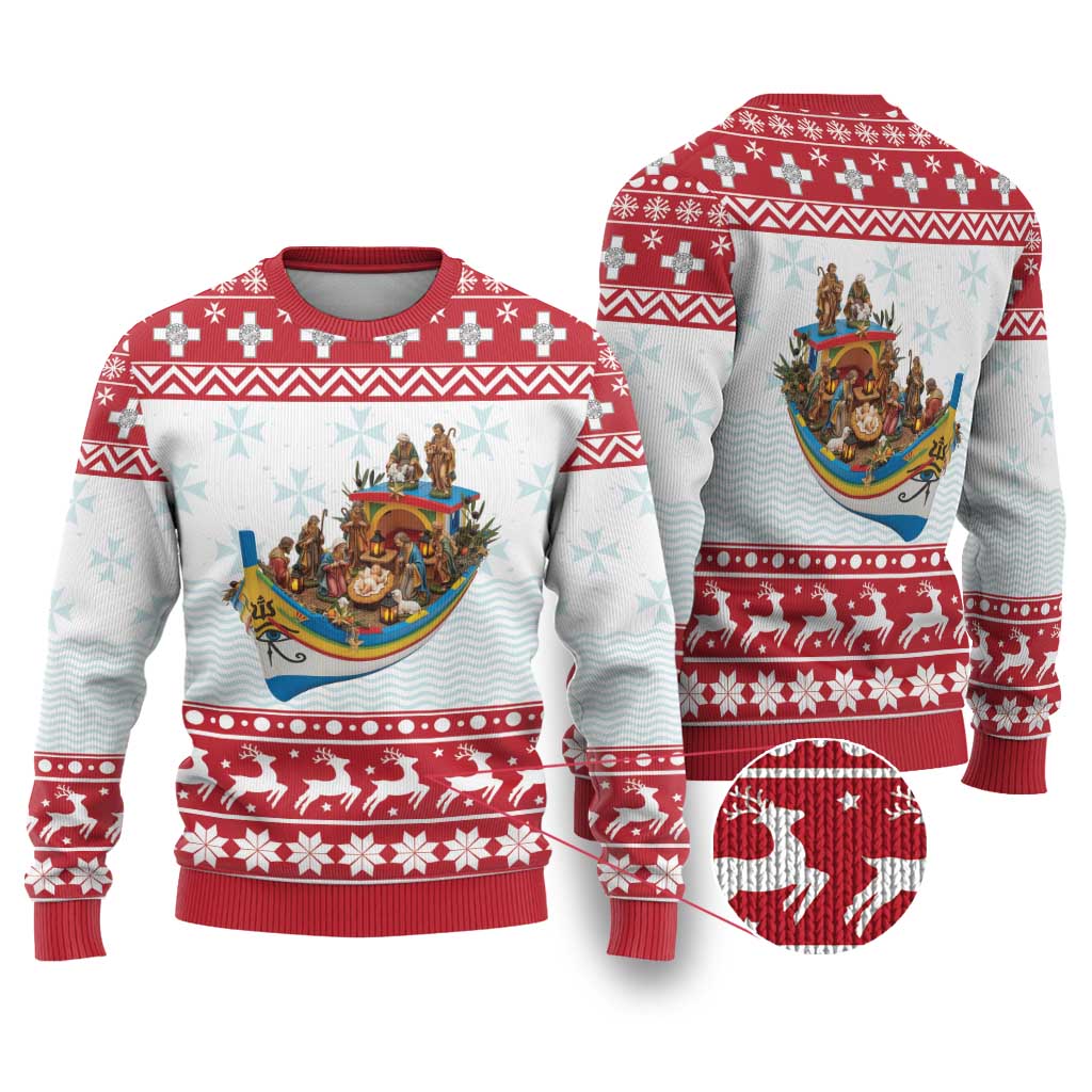 Malta Christmas Ugly Christmas Sweater Presepju Nativity Scene on Luzzu Boat - Wonder Print Shop