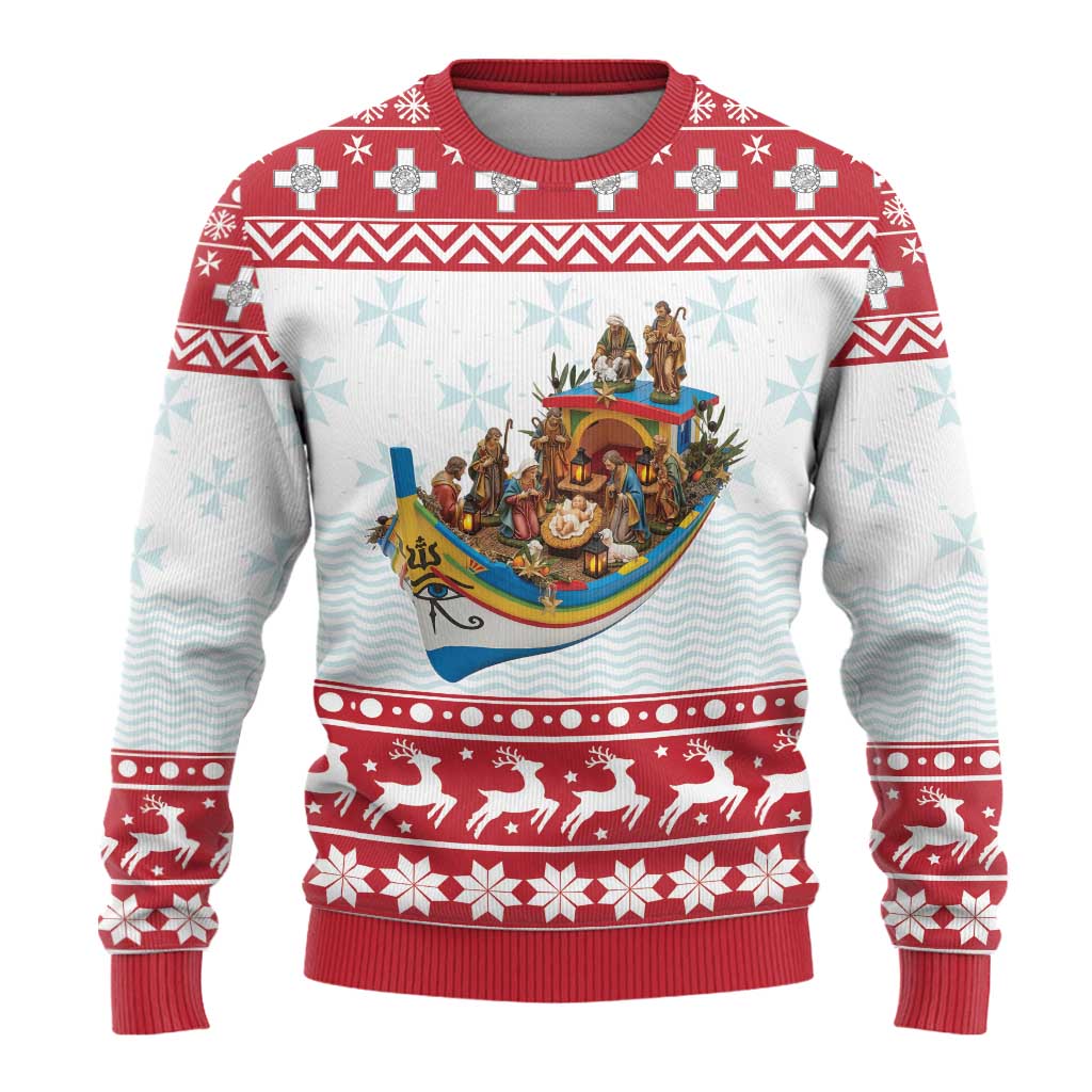 Malta Christmas Ugly Christmas Sweater Presepju Nativity Scene on Luzzu Boat - Wonder Print Shop