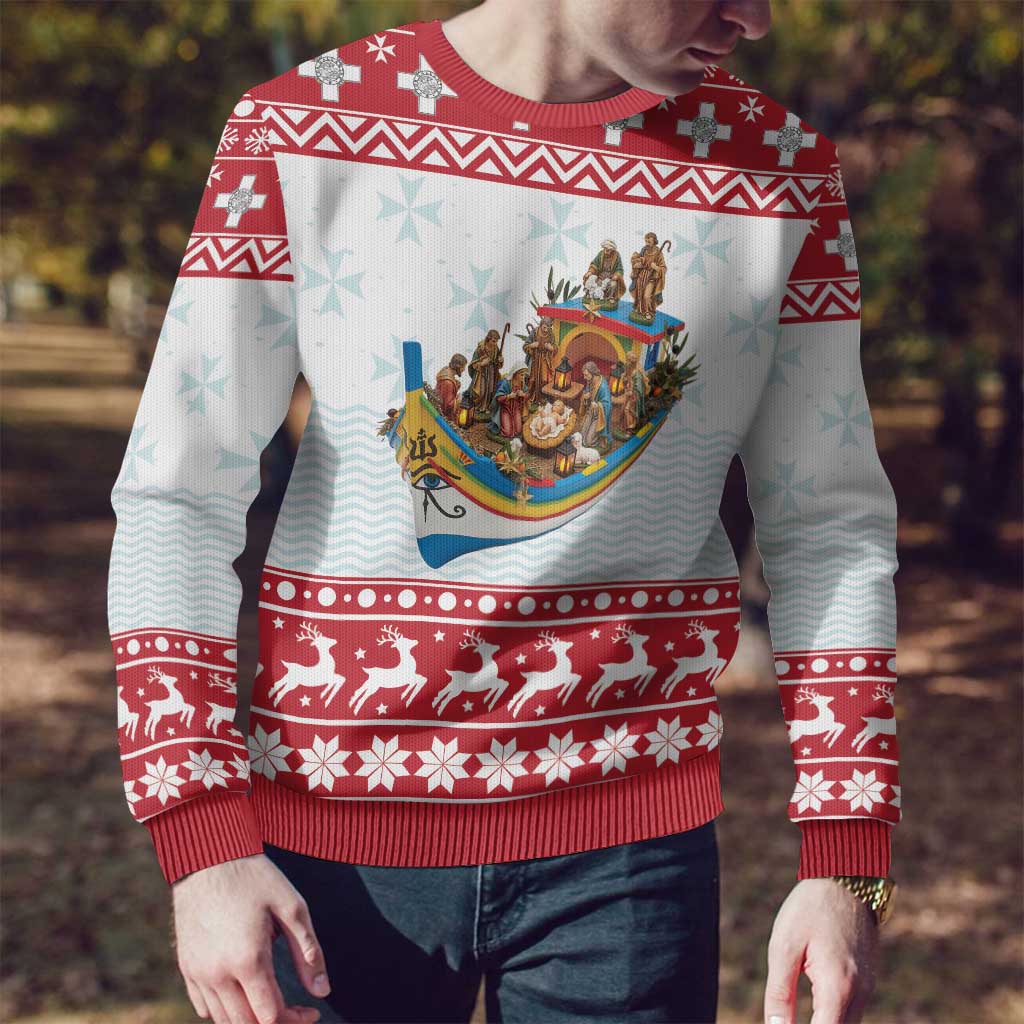 Malta Christmas Ugly Christmas Sweater Presepju Nativity Scene on Luzzu Boat - Wonder Print Shop