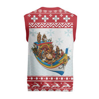 Malta Christmas Knitted V-Neck Vest Presepju Nativity Scene on Luzzu Boat - Wonder Print Shop