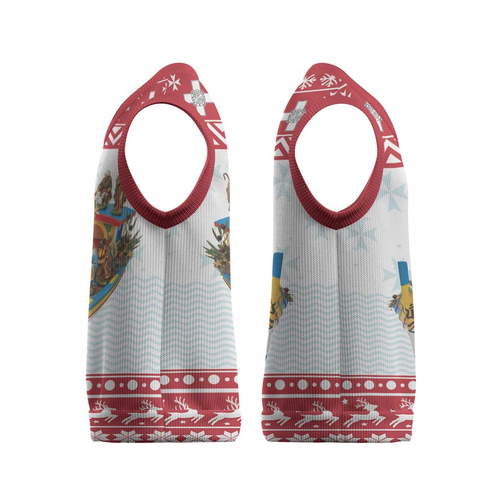 Malta Christmas Knitted V-Neck Vest Presepju Nativity Scene on Luzzu Boat - Wonder Print Shop