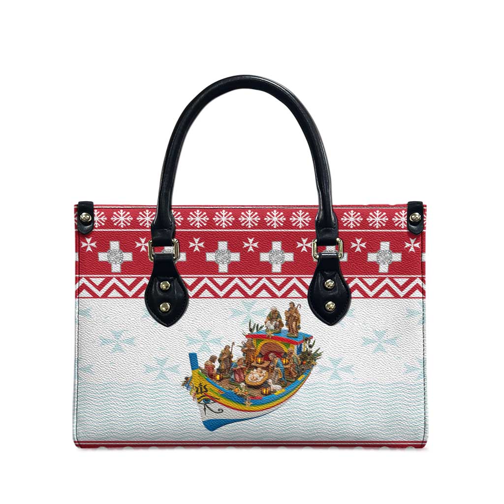 Malta Christmas Leather Bag Presepju Nativity Scene on Luzzu Boat - Wonder Print Shop