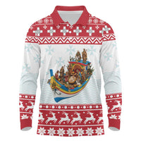 Malta Christmas Long Sleeve Polo Shirt Presepju Nativity Scene on Luzzu Boat - Wonder Print Shop