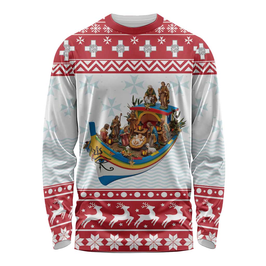 Malta Christmas Long Sleeve Shirt Presepju Nativity Scene on Luzzu Boat - Wonder Print Shop