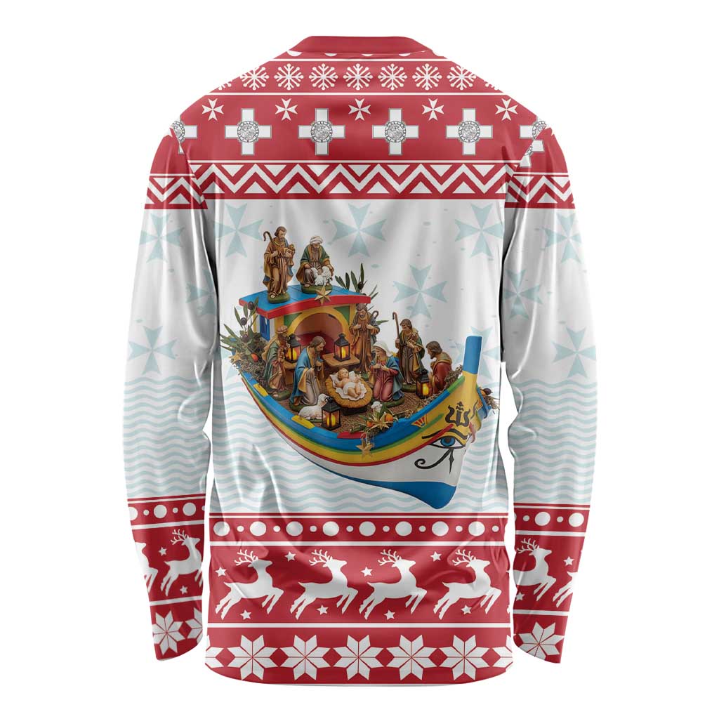 Malta Christmas Long Sleeve Shirt Presepju Nativity Scene on Luzzu Boat - Wonder Print Shop