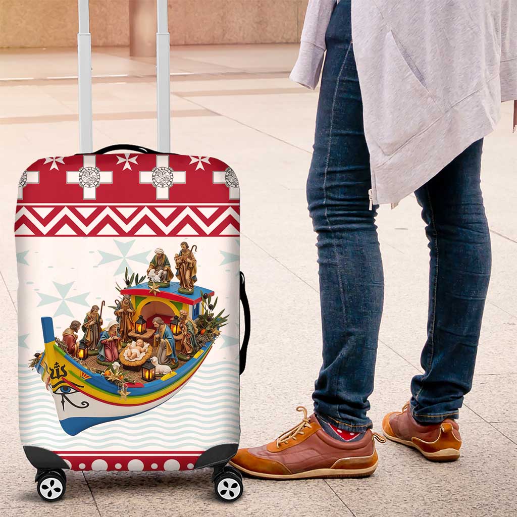 Malta Christmas Luggage Cover Presepju Nativity Scene on Luzzu Boat - Wonder Print Shop