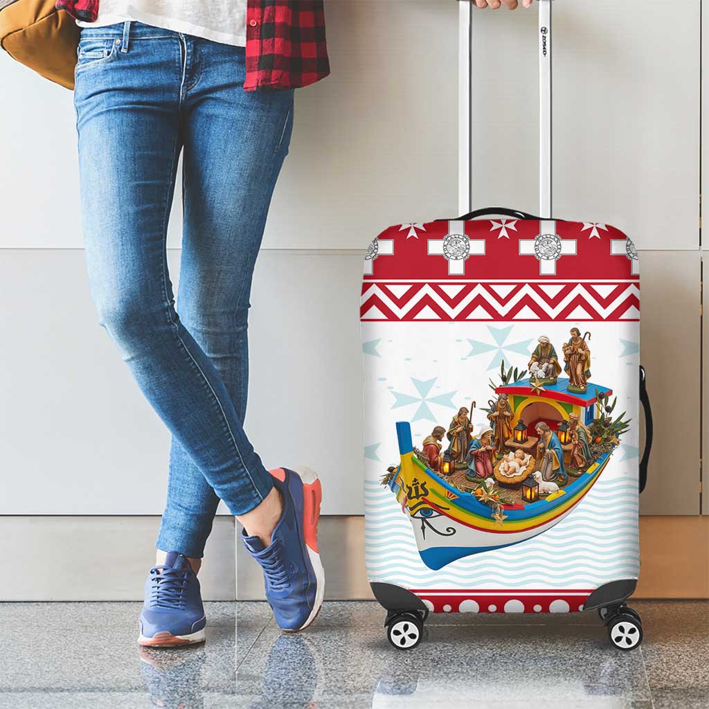 Malta Christmas Luggage Cover Presepju Nativity Scene on Luzzu Boat - Wonder Print Shop