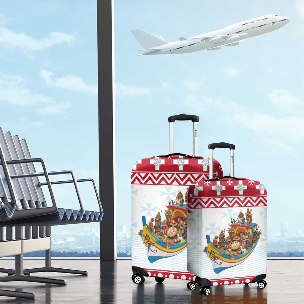 Malta Christmas Luggage Cover Presepju Nativity Scene on Luzzu Boat - Wonder Print Shop
