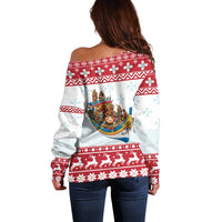 Malta Christmas Off Shoulder Sweater Presepju Nativity Scene on Luzzu Boat - Wonder Print Shop