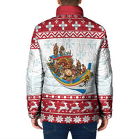 Malta Christmas Padded Jacket Presepju Nativity Scene on Luzzu Boat - Wonder Print Shop
