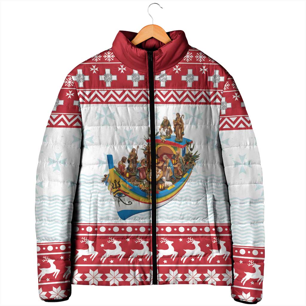 Malta Christmas Padded Jacket Presepju Nativity Scene on Luzzu Boat - Wonder Print Shop
