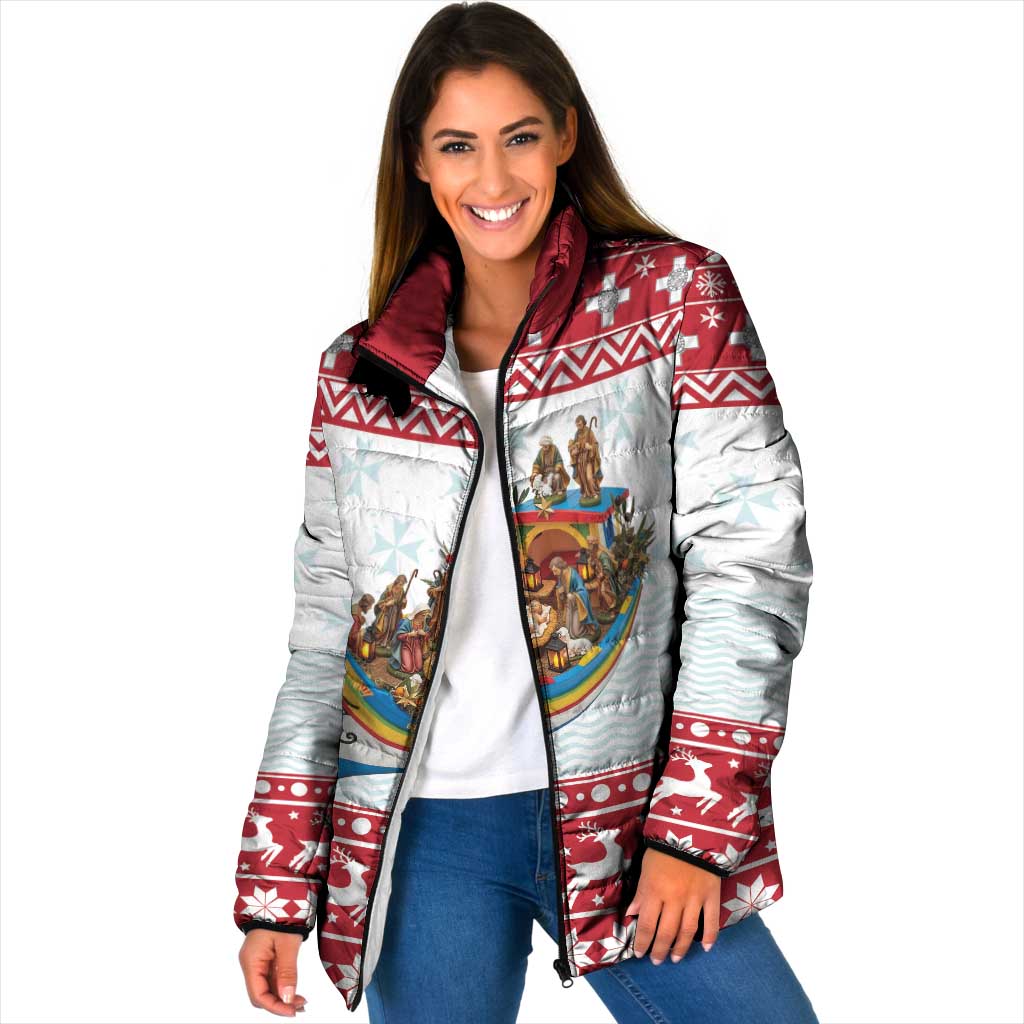 Malta Christmas Padded Jacket Presepju Nativity Scene on Luzzu Boat - Wonder Print Shop