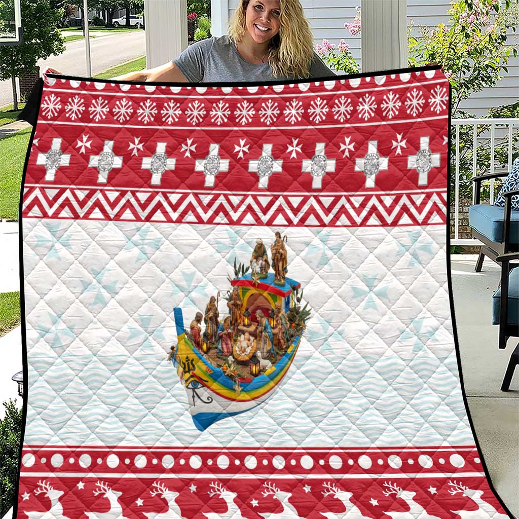 Malta Christmas Quilt Presepju Nativity Scene on Luzzu Boat - Wonder Print Shop