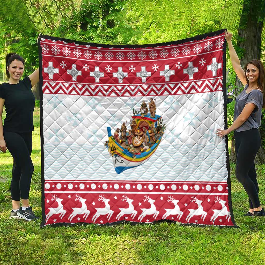 Malta Christmas Quilt Presepju Nativity Scene on Luzzu Boat - Wonder Print Shop