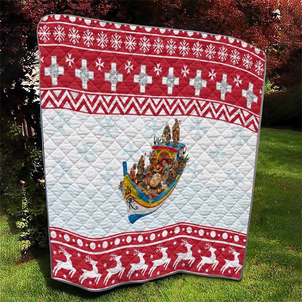 Malta Christmas Quilt Presepju Nativity Scene on Luzzu Boat - Wonder Print Shop