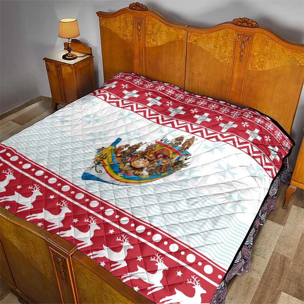 Malta Christmas Quilt Presepju Nativity Scene on Luzzu Boat - Wonder Print Shop