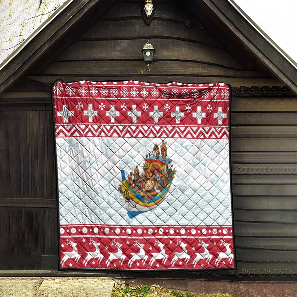 Malta Christmas Quilt Presepju Nativity Scene on Luzzu Boat - Wonder Print Shop